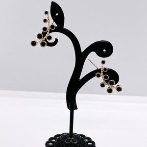 Ear Climbers Gold Filled Earrings, Black stone Gold